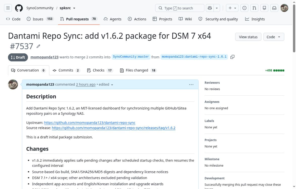 SynoCommunity spksrc PR #7537
